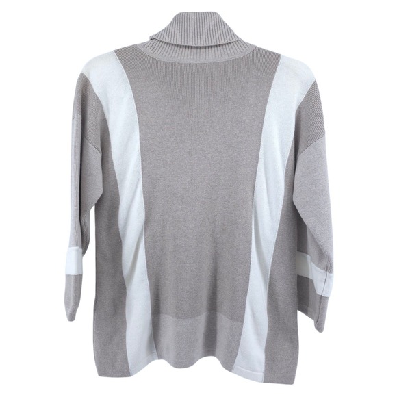 Chicos Turtleneck Colorblock 3/4 Sleeve Sweater Cotton AcrylicWomens 1 Medium